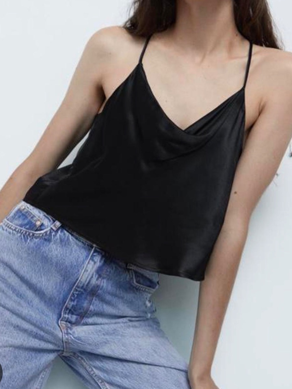 Zara Black Cowl-Neck Camisole